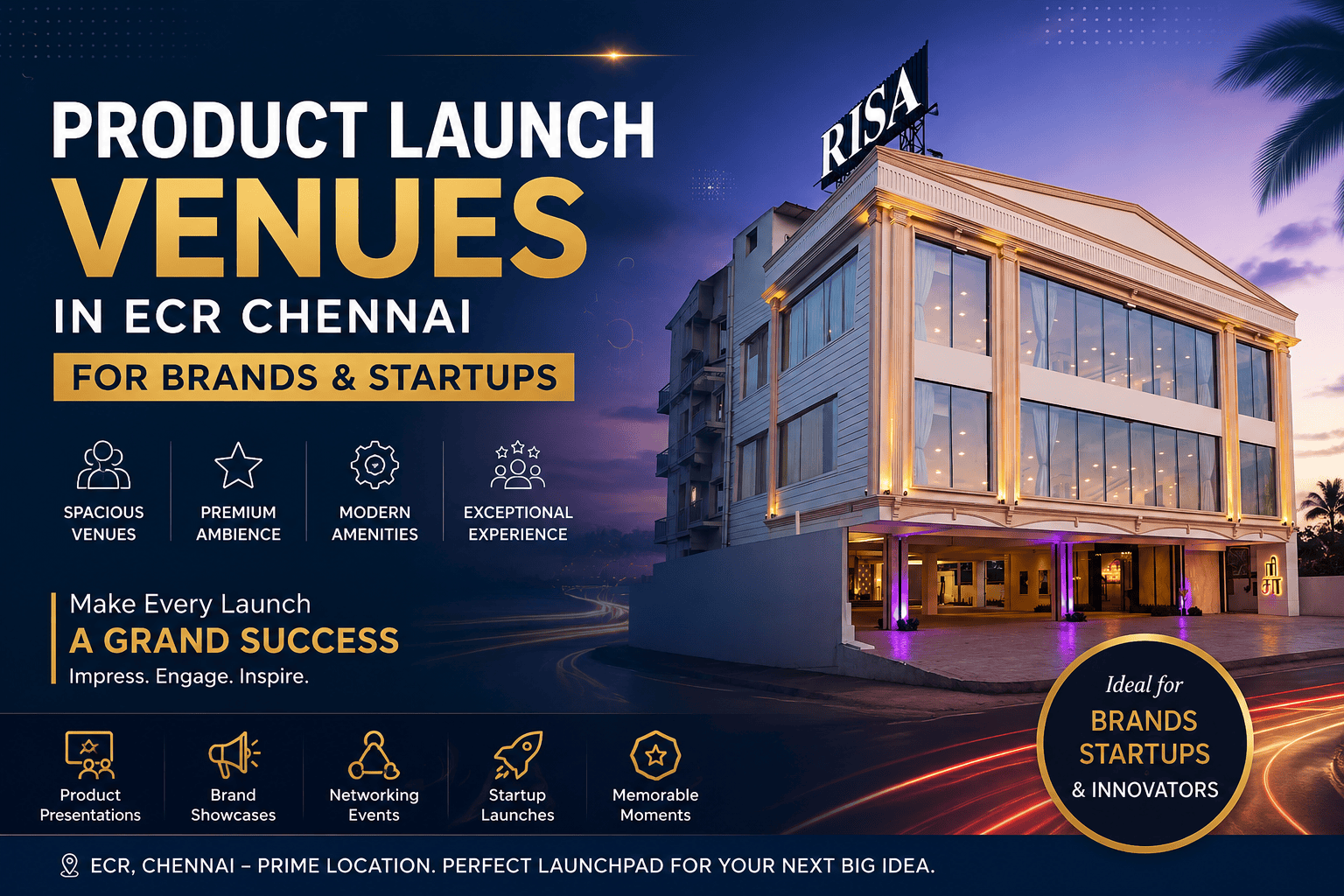 Product Launch Venues in ECR Chennai for Brands and Startups
